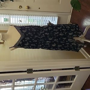 Xhilaration navy white floral sundress spaghetti strap elastic waist sz XXL NEW…